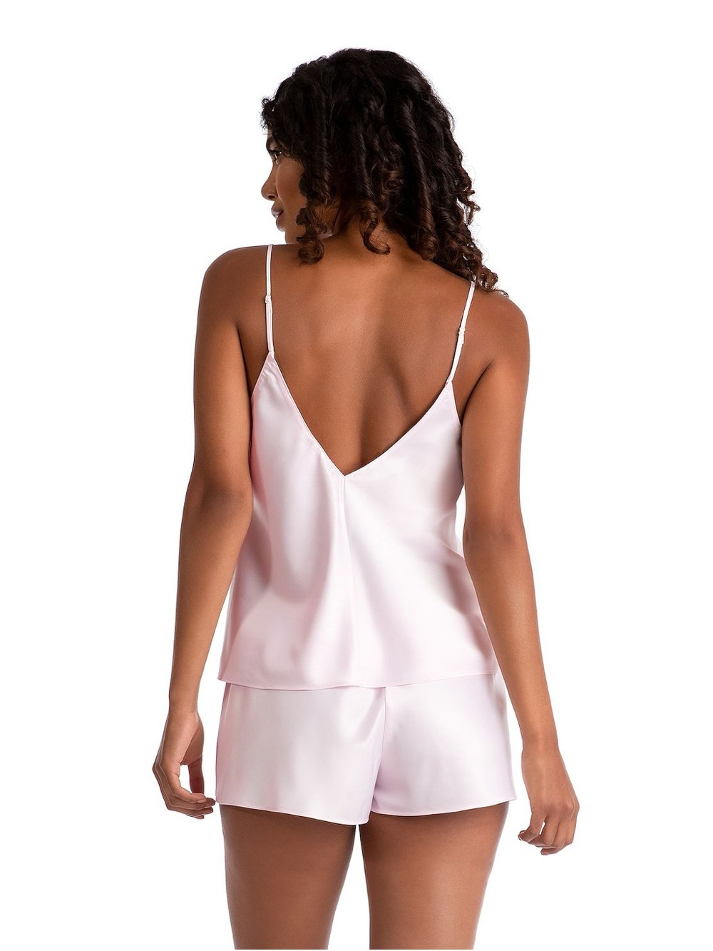 Women's Lilac+London Satin and Lace Pajama Cami & Pajama Shorts Sleep Set - Picture 2 of 6